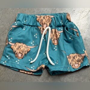 Teal Kids Shorts with Animal Print